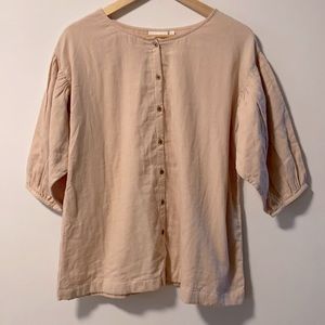 Oilli Ella wares puff sleeve button down cotton top